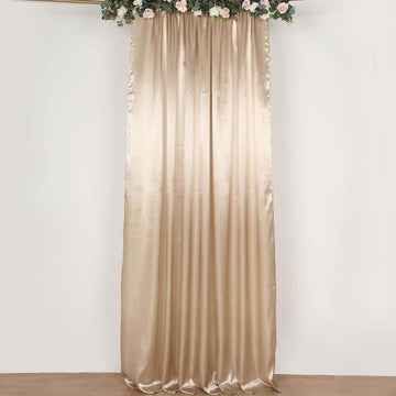 8ftx10ft Nude Satin Event Curtain Drapes, Backdrop Event Panel