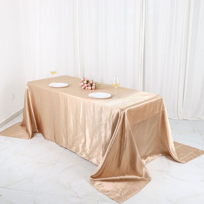 90x132inch Nude Satin Seamless Rectangular Tablecloth