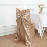 Nude Satin Self-Tie Universal Chair Cover, Folding, Dining, Banquet and Standard