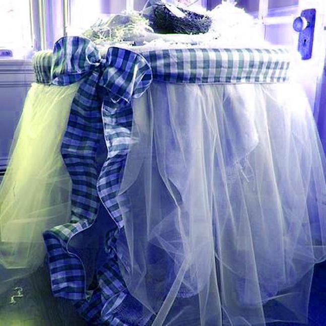 SERENITY BLUE Crystal Sheer Organza Wedding Party Dress Fabric Bolt - 54