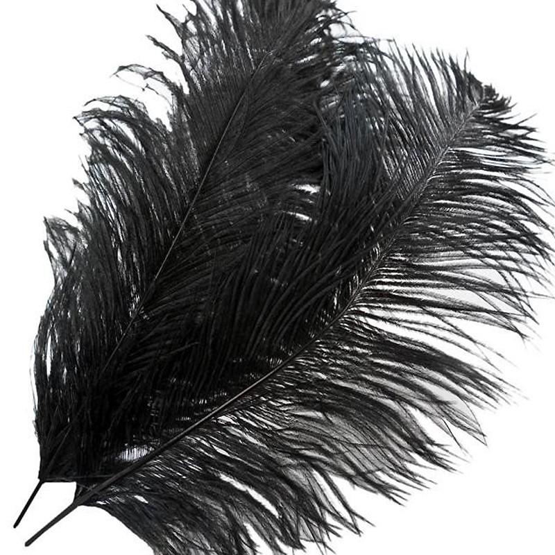 12 Pack | 13-15inch Black Natural Plume Real Ostrich Feathers, DIY Centerpiece Fillers