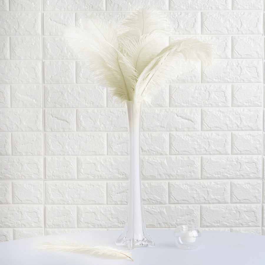 12 Pack | 13-15inch Ivory Natural Plume Real Ostrich Feathers, DIY Centerpiece Fillers