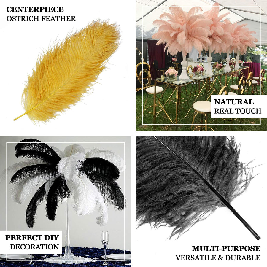 12 Pack White Natural Plume Ostrich Feathers Centerpiece Filler - 24"-26"