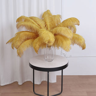 Create Unforgettable Centerpieces with Gold Natural Plume Ostrich Feathers