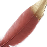 30 Pack | Metallic Gold Dipped Burgundy Real Goose Feathers | Craft Feathers for Party Decoration #whtbkgd