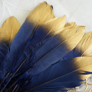 Create a Magical Atmosphere with Metallic Gold Dipped Navy Blue Real Goose Feathers