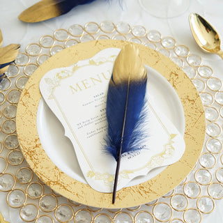 Add a Touch of Elegance with Metallic Gold Dipped Navy Blue Real Goose Feathers