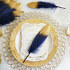30 Pack | Metallic Gold Dipped Navy Real Goose Feathers | Craft Feathers for Party Decoration