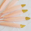 30 Pack | Glitter Gold Tip Blush Real Turkey Feathers | Craft Feathers for Party Decoration