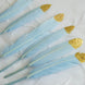 30 Pack | Glitter Gold Tip Light Blue Real Turkey Feathers | Craft Feathers for Party Decoration