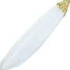 30 Pack - Glitter Gold Tip White Real Turkey Feathers - Craft Feathers for Party Decoration#whtbkgd