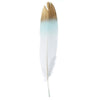 30 Pack | Metallic Gold Tip Dual Tone Real Goose Feathers | Craft Feathers for Party Decoration | Mint / White