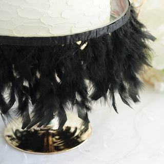 Black Real Turkey Feather Fringe Trim for Whimsical Event Décor