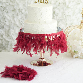 Add a Touch of Elegance with Burgundy Real Turkey Feather Fringe Trim