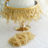 39" Gold Real Turkey Feather Fringe Trims With Satin Ribbon Tape