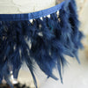 39" Navy Real Turkey Feather Fringe Trims With Satin Ribbon Tape