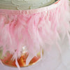 39" Pink Real Turkey Feather Fringe Trims With Satin Ribbon Tape