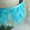 39" Turquoise Real Turkey Feather Fringe Trims With Satin Ribbon Tape