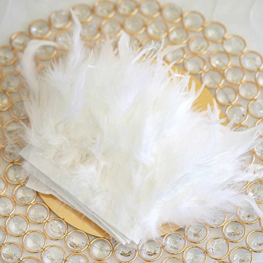 39" White Real Turkey Feather Fringe Trims With Satin Ribbon Tape