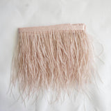 39" Dusty Rose Real Ostrich Feather Fringe Trims With Satin Ribbon Tape