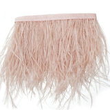 39" Dusty Rose Real Ostrich Feather Fringe Trims With Satin Ribbon Tape #whtbkgd