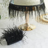 39" Black Real Ostrich Feather Fringe Trims With Satin Ribbon Tape