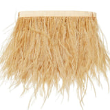 39" Gold Real Ostrich Feather Fringe Trims With Satin Ribbon Tape #whtbkgd