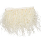 39" Ivory Real Ostrich Feather Fringe Trims With Satin Ribbon Tape #whtbkgd