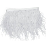 39" White Real Ostrich Feather Fringe Trims With Satin Ribbon Tape #whtbkgd