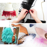 39" Real Ostrich Feather Fringe Trims With Satin Ribbon Tape
