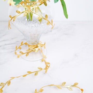 67ft Olive Gold Leaf Ribbon Trim, Artificial Vines Leaf Garland For DIY Craft Party Wedding Home Decor