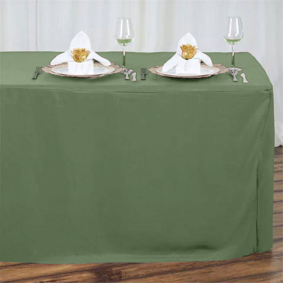 6FT Fitted Olive GREEN Wholesale Polyester Table Cover Wedding Banquet Event Tablecloth
