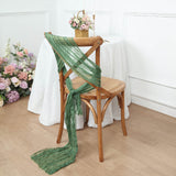 5 Pack | Olive Green Gauze Cheesecloth Boho Chair Sashes - 16inch x 88inch