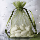 10 Pack | 4x6inch Olive Green Organza Drawstring Wedding Party Favor Gift Bags