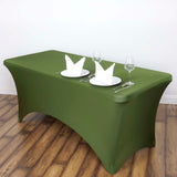 6ft Olive Green Spandex Stretch Fitted Rectangular Tablecloth
