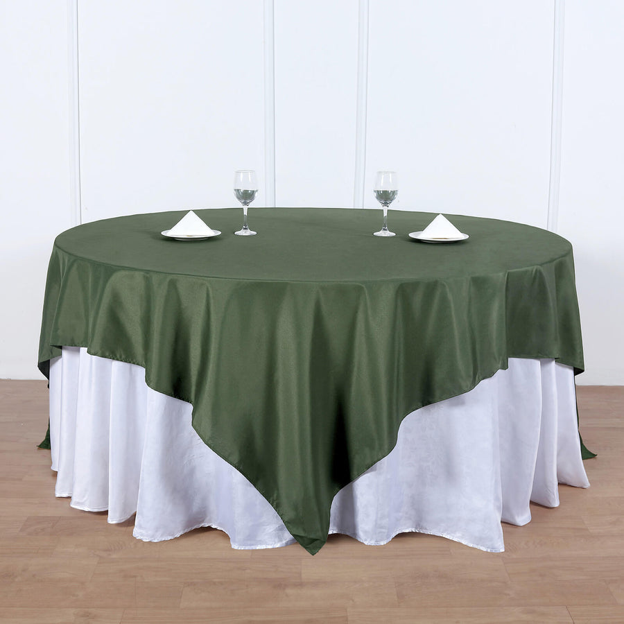 90inch Olive Green Seamless Square Polyester Table Overlay