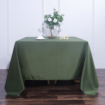 90"x90" Olive Green Seamless Square Polyester Tablecloth