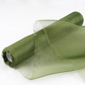 12"x10yd Olive Green Sheer Chiffon Fabric Bolt, DIY Voile Drapery Fabric