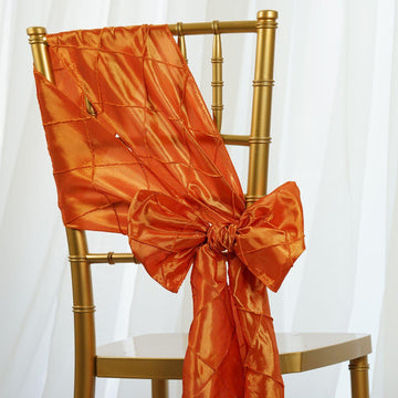 5 Pack | 7"x106" Orange Pintuck Chair Sashes