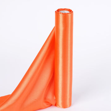 12"x10 Yards | Orange Satin Fabric Bolt, DIY Craft Wholesale Fabric