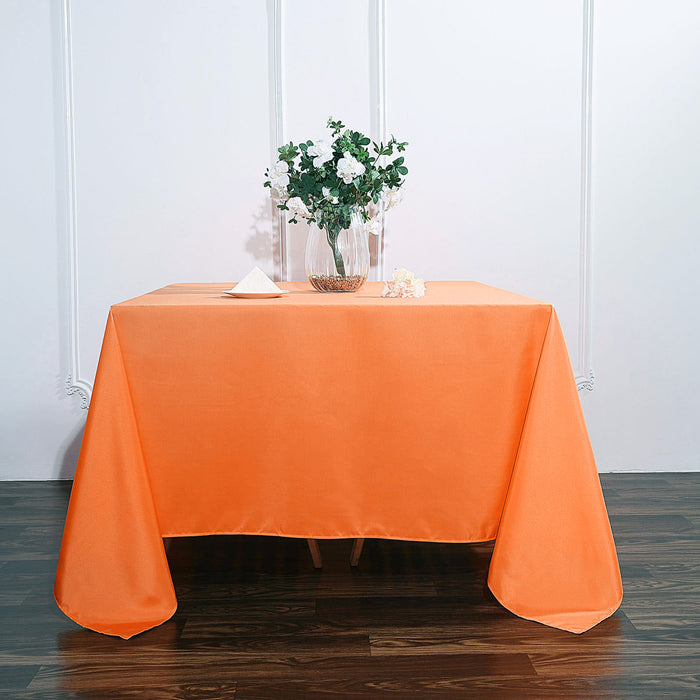 90Inch Orange Seamless Square Polyester Tablecloth