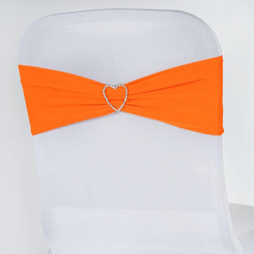 5 Pack | 5"x12" Orange Spandex Stretch Chair Sashes Bands