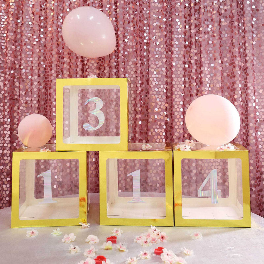 4 Pack - 5" Iridescent Large 0-9 Number Stickers Banner, Custom Milestone Age And Date Stick On Numbers - 1