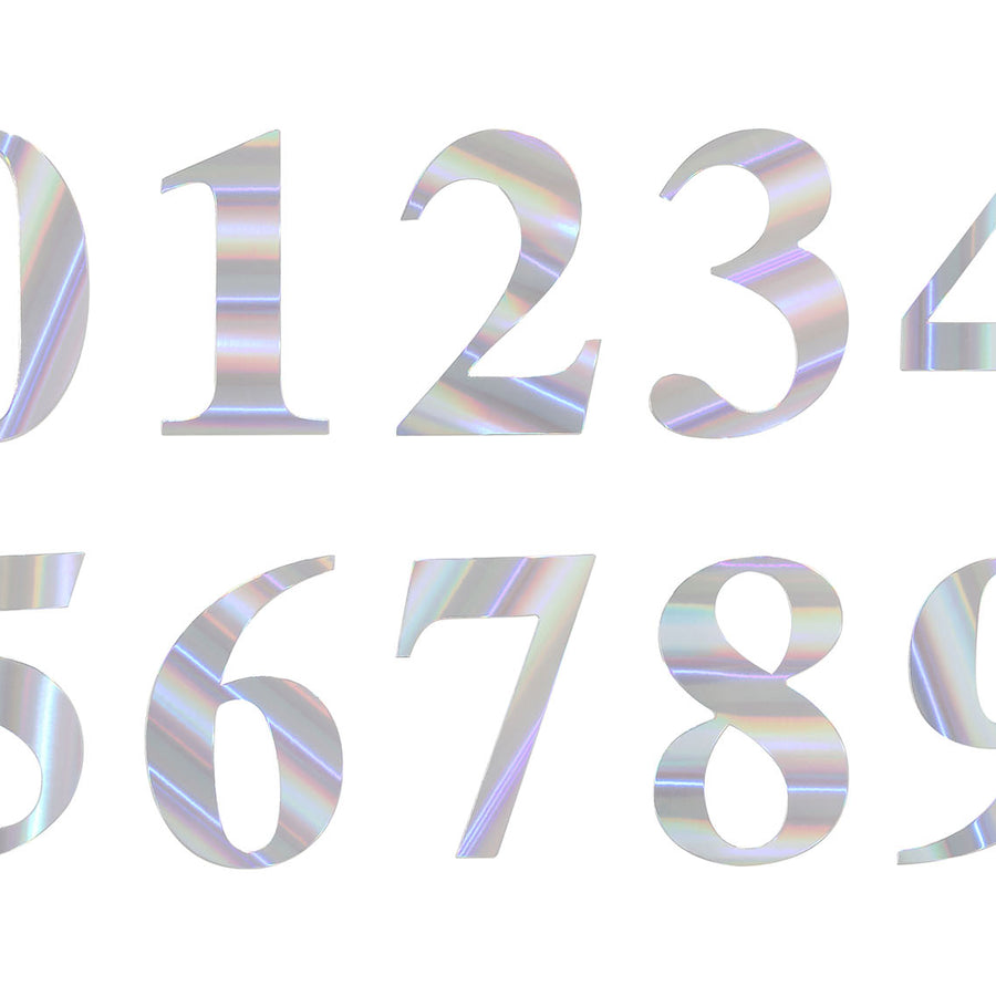 4 Pack - 5" Iridescent Number Stickers Banner, Customizable Stick on Numbers - 2