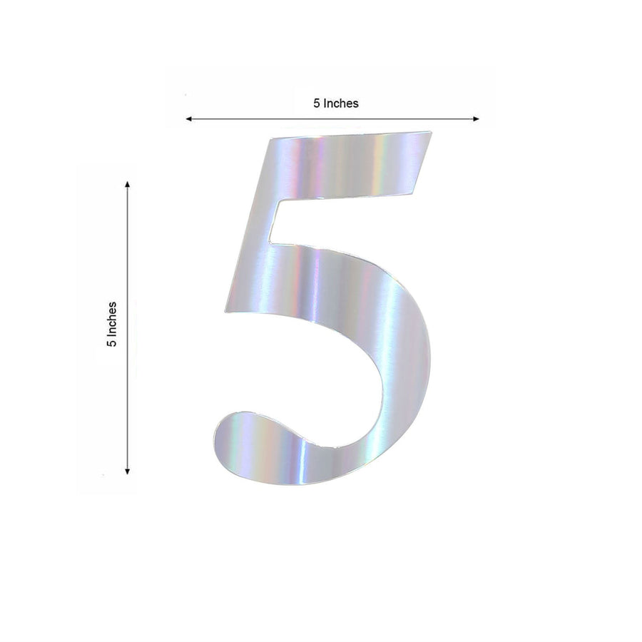 4 Pack - 5" Iridescent Large 0-9 Number Stickers Banner, Custom Milestone Age And Date Stick On Numbers - 5