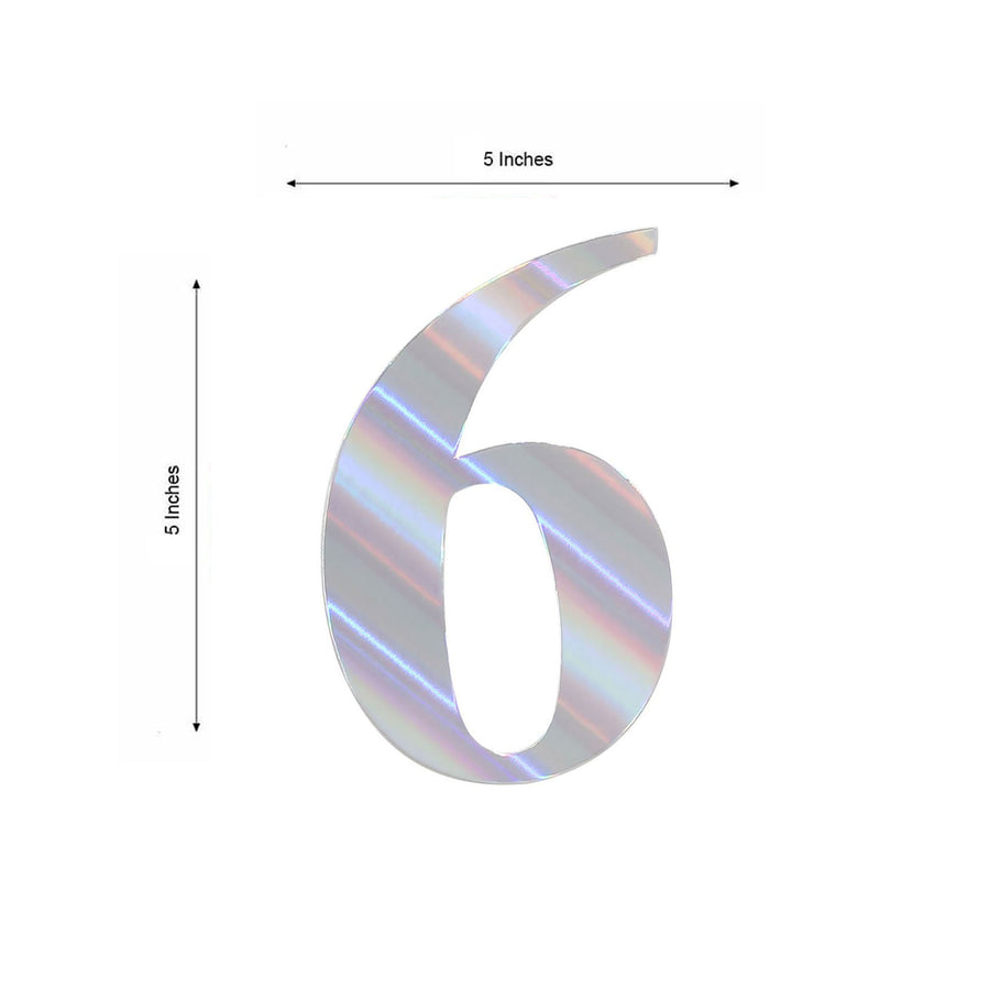4 Pack - 5" Iridescent Large 0-9 Number Stickers Banner, Custom Milestone Age And Date Stick On Numbers - 6