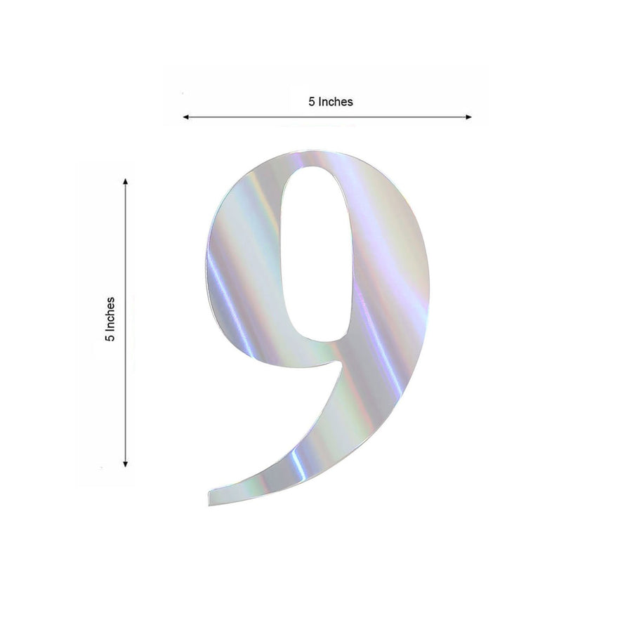 4 Pack - 5" Iridescent Large 0-9 Number Stickers Banner, Custom Milestone Age And Date Stick On Numbers - 9