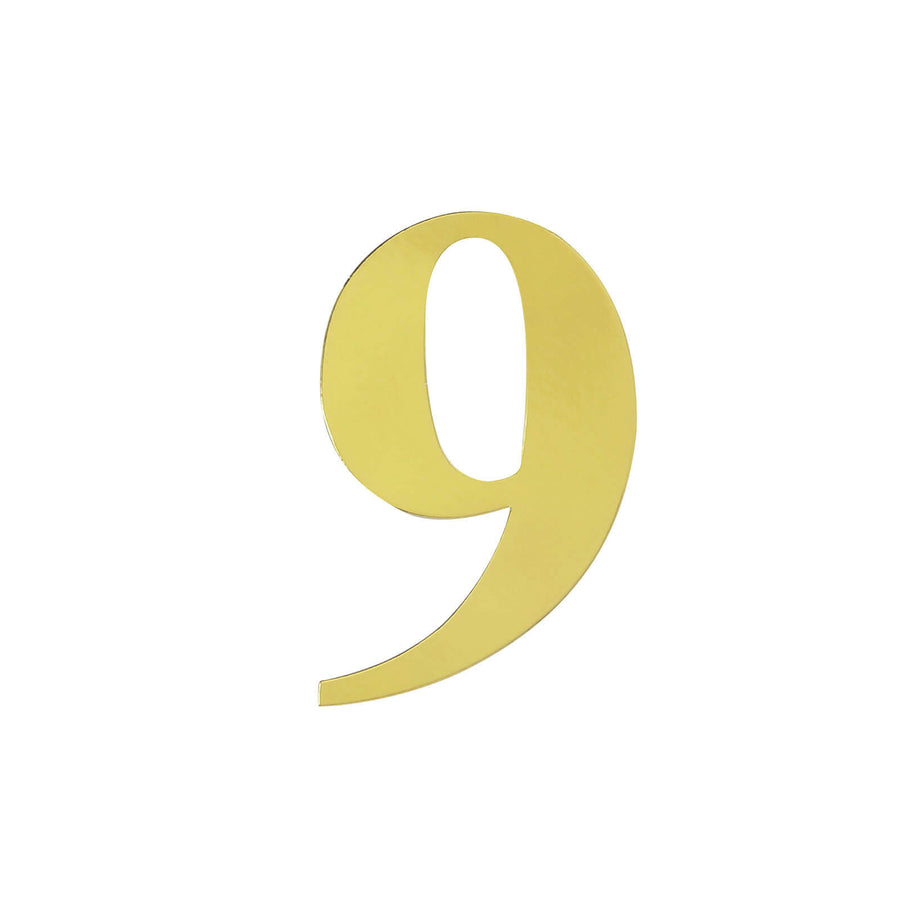 4 Pack - 5" Gold Large 0-9 Number Stickers Banner, Custom Milestone Age And Date Stick On Numbers - 9#whtbkgd