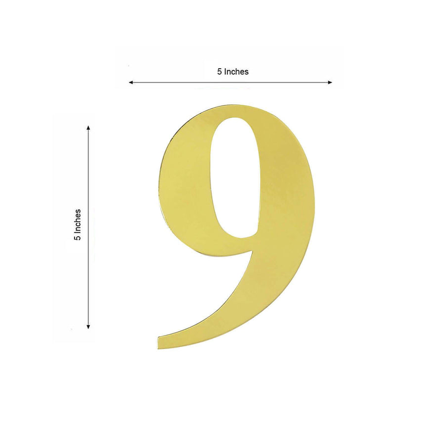 4 Pack - 5" Gold Large 0-9 Number Stickers Banner, Custom Milestone Age And Date Stick On Numbers - 9