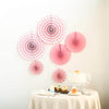 Set of 6 | Pink Paper Fan Decorations | Paper Pinwheels Wall Hanging Decorations Party Backdrop Kit | 8" | 12" | 16"